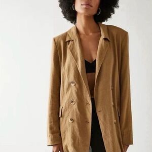 Free People Olivia Linen Blend Oversized Double-Breasted Blazer